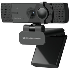 Webcam 4k conceptronic amdis07b 8.3mp -  4k ultra hd - usb - angulo vision 80 - enfoque automatico - doble microfono integrado