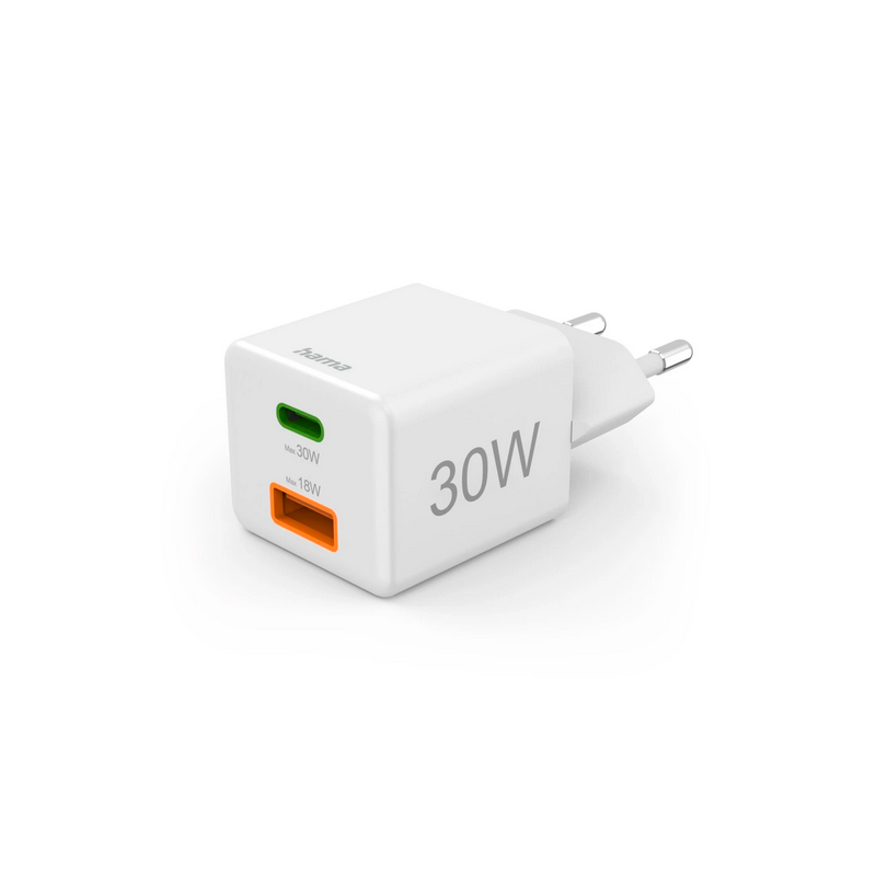 Cargador pared hama 30w 1 x usb tipo c 1 x usb tipo a blanco carga rapida