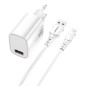 Kit cargador qcharx artemisia 3a 18w + cable usb lightning  blanco