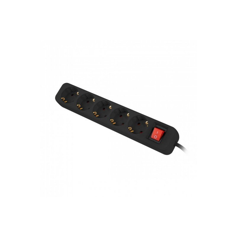 Regleta lanberg 5 tomas schuko con protecion negra 1.5m