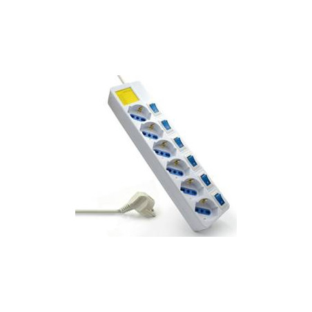 Regleta ewent 6 tomas con encendido y apagado blanco