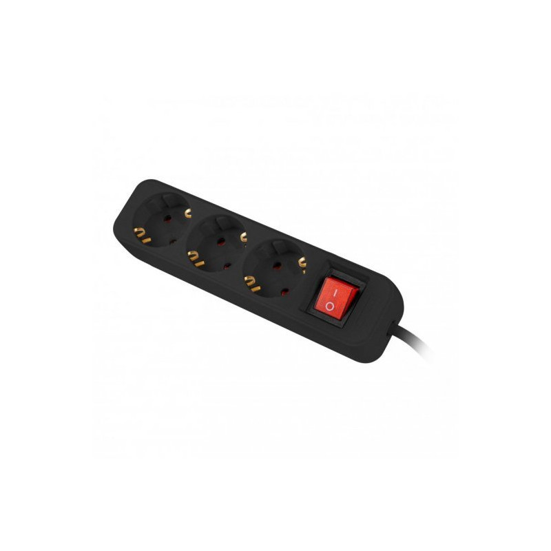 Regleta lanberg 3 tomas schuko con protecion negra 1.5m
