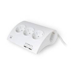 Regleta de escritorio ewent 5 tomas de corriente -  2 puertos usb -  blanco