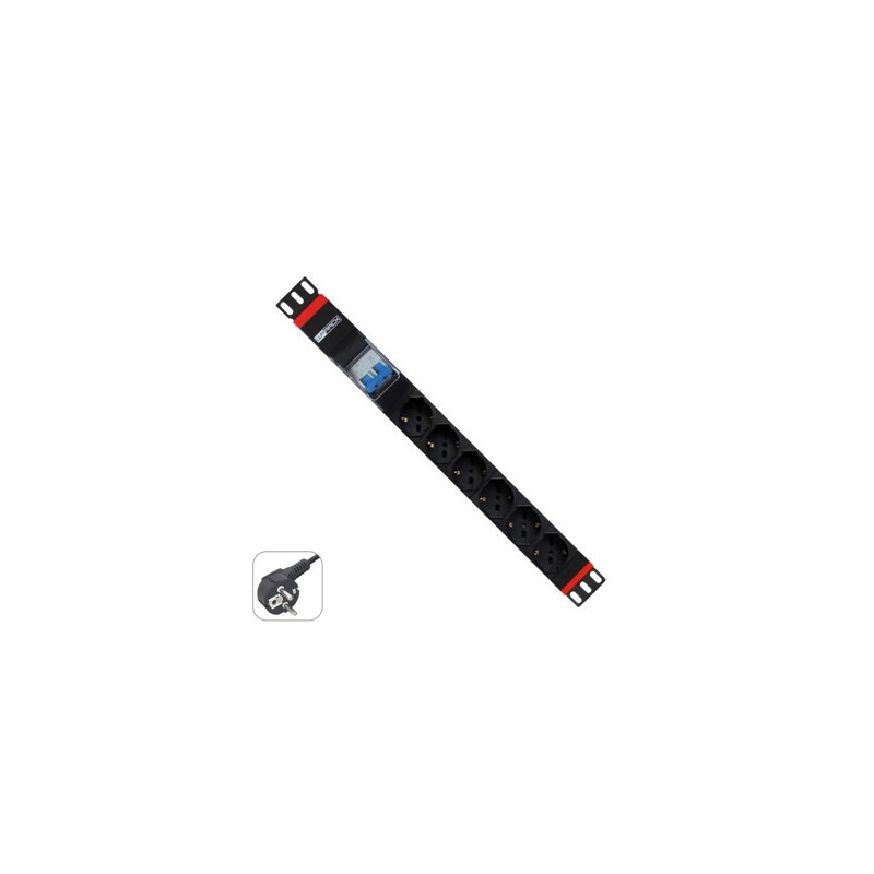 Regleta rack wp 1u 6 enchufes schuko con magnetotermico