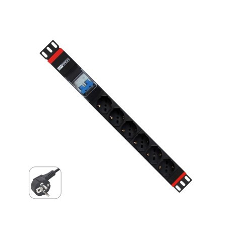 Regleta rack wp 1u 6 enchufes schuko con magnetotermico