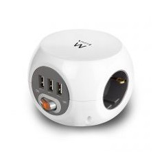 Regleta cubica ewent ew3939 3 tomas shucko -  3 puertos usb -  1.5m