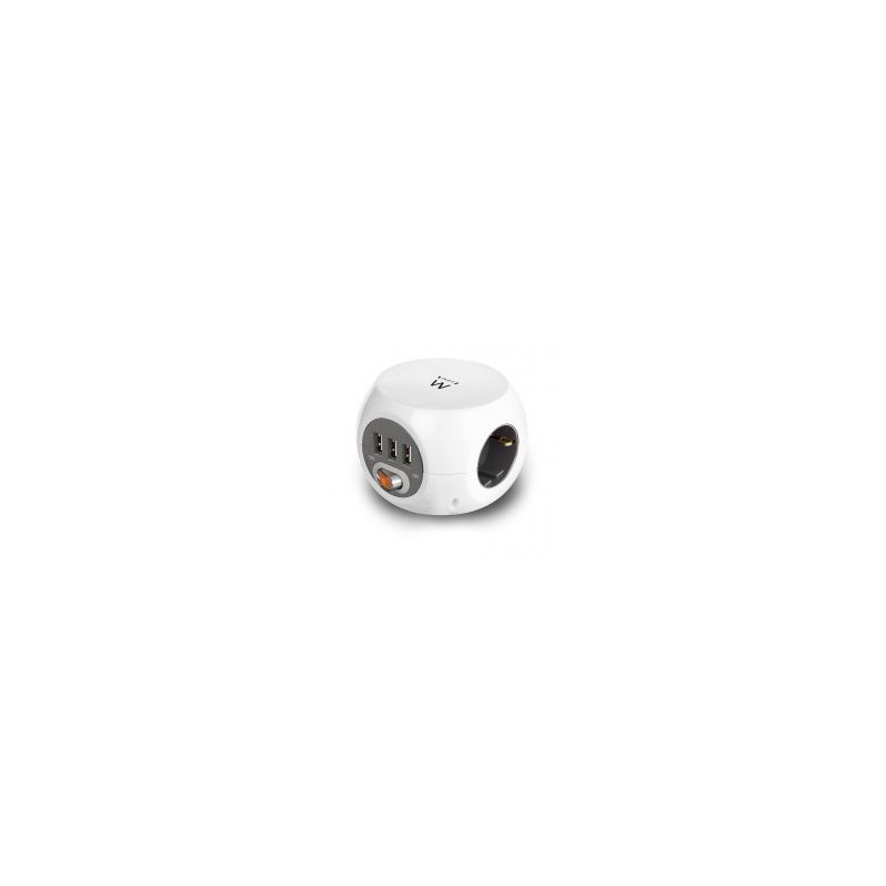 Regleta cubica ewent ew3939 3 tomas shucko -  3 puertos usb -  1.5m