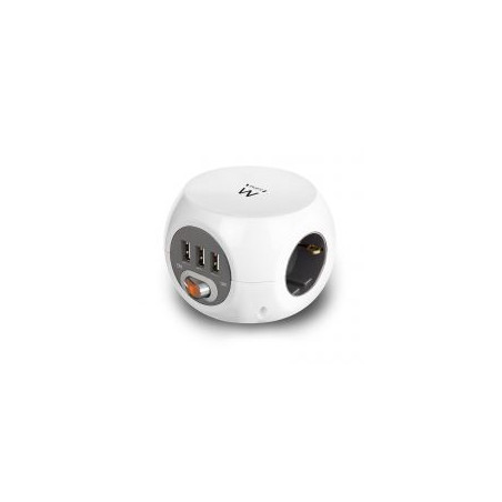 Regleta cubica ewent ew3939 3 tomas shucko -  3 puertos usb -  1.5m