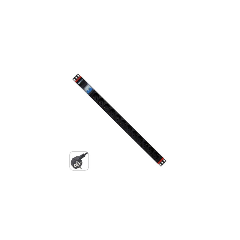 Regleta rack wp 1u 12 enchufes schuko con magnetotermico