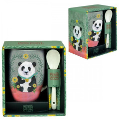 Taza de cermica con cuchara enesco panda