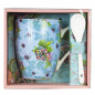 Taza de cermica con cuchara enesco flores