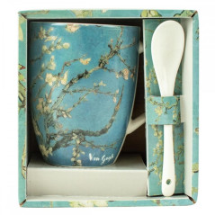 Taza de cermica con cuchara enesco los almendros vincent van gogh