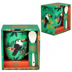 Taza de cermica con cuchara enesco tucn