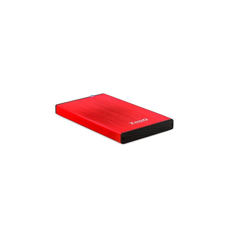 Caja externa tooq tqe - 2527r para hdd 2.5 pulgadas 9.5mm sata 3 usb 3.2 rojo