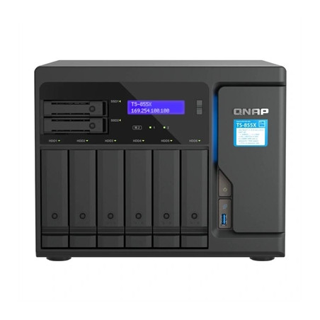 Servidor nas qnap ts - 855x - 8g nas 6+2 bay 2x2.5gbe 4xusb