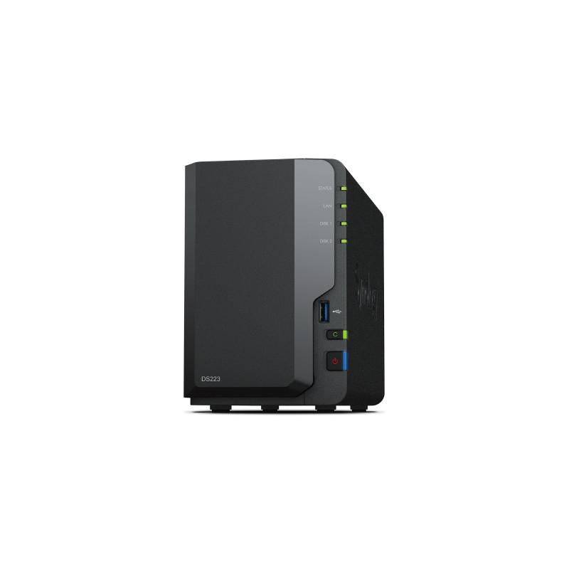 Servidor nas synology disk station ds223 2bay 1.7 ghz qc 2gb ddr 4 1 x gbe 3x usb 3.2