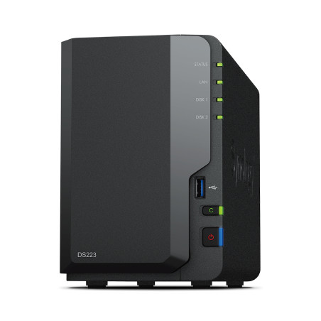 Servidor nas synology disk station ds223 2bay 1.7 ghz qc 2gb ddr 4 1 x gbe 3x usb 3.2
