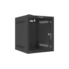 Armario lanberg mural rack 10 pulgadas 6u - 280x310 flat pack negro puerta cristal