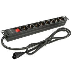 Regleta phasak 8 tomas con interruptor 2m negro -  sfo c14
