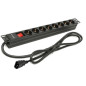Regleta phasak 8 tomas con interruptor 2m negro -  sfo c14