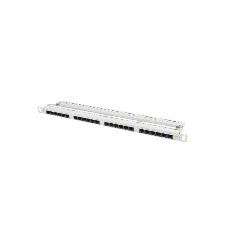 Patch panel lanberg cat.6 utp 24 puertos 0.5u rack 19 gris