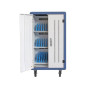 Armario rack de seguridad phasak montado con ruedas goma 30 compart. para portatil tablet y smartphone blanco - azul