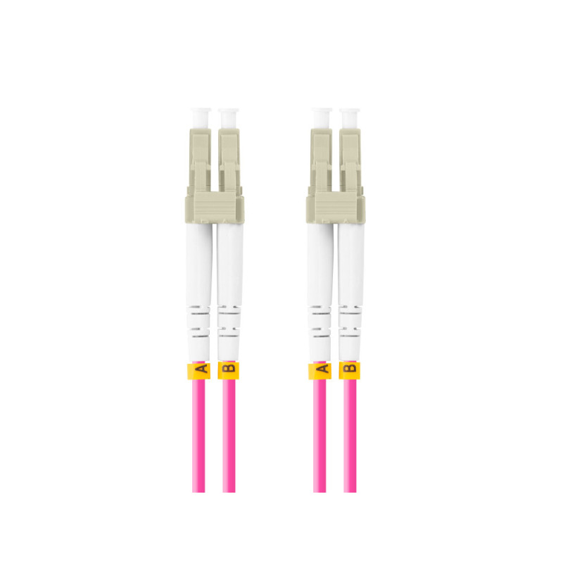Latiguillo fibra optica lc - upc lanberg 2m multi duplex om4 50 - 125 lszh violeta