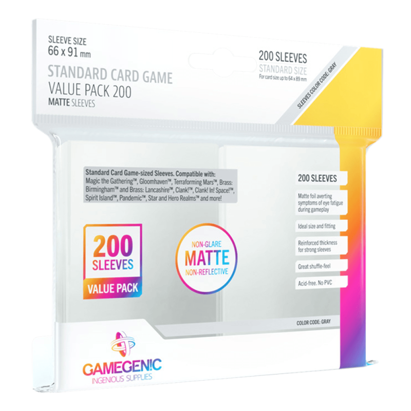 Fundas de cartas gamegenic matte standard card game value pack 200 unidades