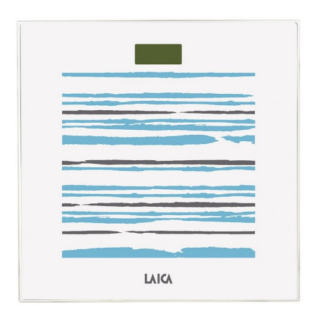 Bascula de bao electronica laica ps1074 blanca rayas azules 150kg