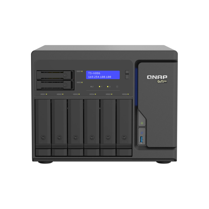Servidor nas qnap ts - h886 - d1602 - 8g nas 4+2 - bay 4x2.5gbe