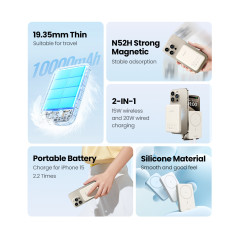 Ugreen 25208 batería externa 10000 mAh Cargador inalámbrico Beige