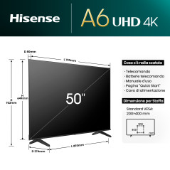 Hisense 50A6N Televisor 127 cm (50") 4K Ultra HD Smart TV Wifi Negro 300 cd   m²