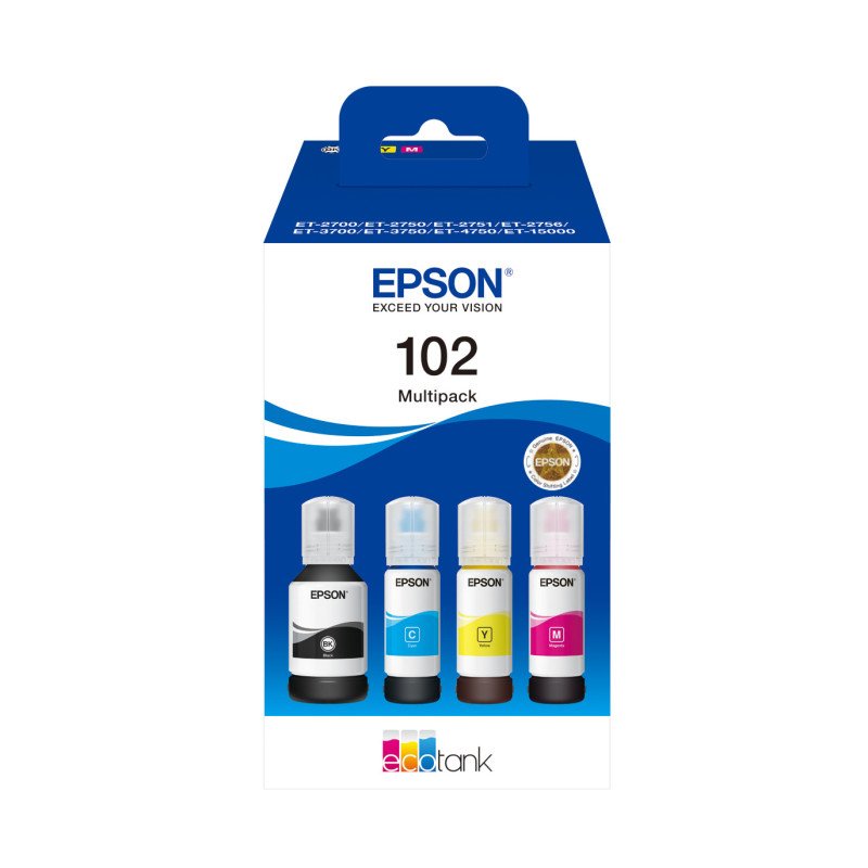 Multipack botellas tinta epson ecotank 102 negro cian magenta amarillo