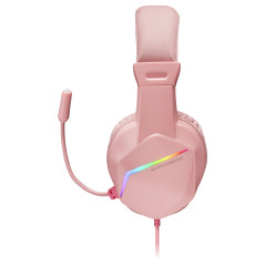 Mars Gaming MH122 Rosa, Cascos Gaming FRGB Over Ear con Micrófono, Sonido HiFi, Cancelación de Sonido, Ultraligeros, PS4 PS5