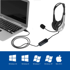 Ewent EW3565 auricular y casco Auriculares Alámbrico Diadema Llamadas Música USB tipo A Negro, Blanco