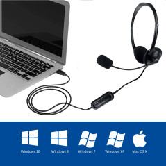 Ewent EW3568 auricular y casco Auriculares Alámbrico Diadema Llamadas Música USB tipo A Negro