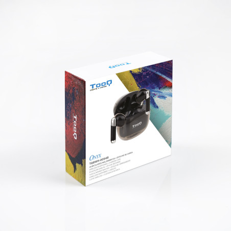 TooQ Onyx Auriculares Inalámbricos + Micrófono Bluetooth con Estuche de Carga, Negros