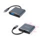 Conversor nanocable  usb tipo c a vga - hdmi - pd - usb 3.0 - 0.15m - macho - hembra - gris