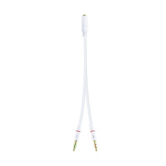 Nanocable Cable Adaptador Audio Jack 3.5/H de 4 Pines a 2 Jack 3.5/M de 3 Pines, Blanco, 20 Cm