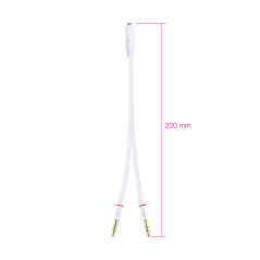 Nanocable Cable Adaptador Audio Jack 3.5 H de 4 Pines a 2 Jack 3.5 M de 3 Pines, Blanco, 20 Cm