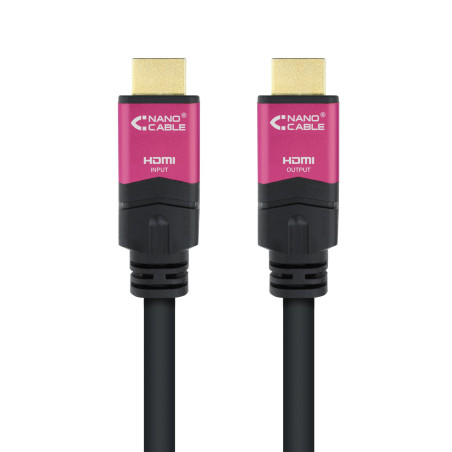 Cable hdmi nanocable v2.0 4k@60hz 18 gbps con repetidor a - m - a - m negro 15 m