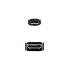 Nanocable 10.15.5102 adaptador de cable de vídeo 1,8 m USB Tipo C HDMI Aluminio, Negro
