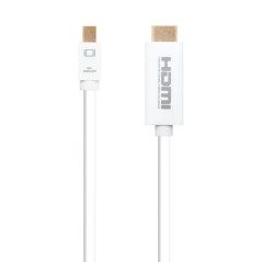 Nanocable Cable conversor Mini DP a HDMI, Mini DP/M - HDMI/M, Blanco, 2.0 M