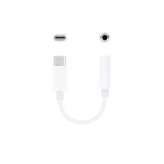Nanocable Cable Adaptador Audio USB-C M a Jack 3.5 H, 11 cm, Blanco