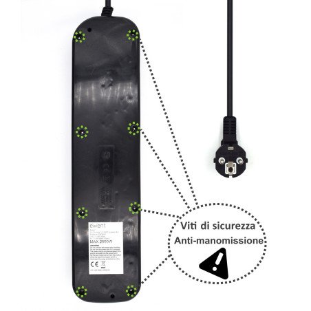 Regleta ewent 6 tomas shucko interruptor individual negro