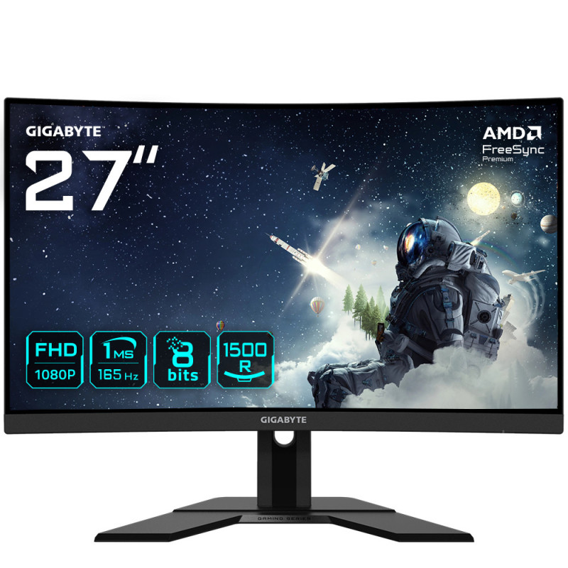 GIGABYTE G27FC A 27" Monitor de Juego Curvo FHD - 1920 x 1080, 1500R, 165Hz, 1ms, 250 cd/m², FreeSync Premium, HDMI 1.4, GIGABYTE G27FC A 27" Monitor de Juego Curvo FHD - 1920 x 1080, 1500R, 165Hz, 1ms, 250 cd/m², FreeSync Premium, HDMI 1.4,