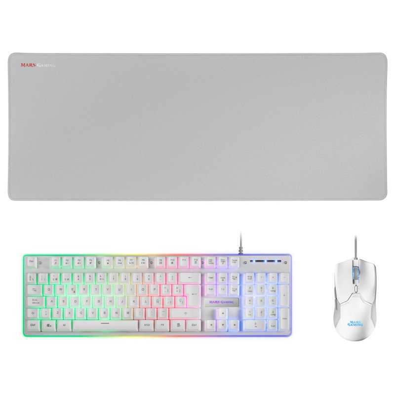 Kit teclado + raton mars gaming mcpx rgb blanco + alfombrilla