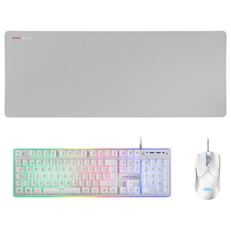 Mars Gaming MCPXWES keyboard Mouse included USB Spanish White