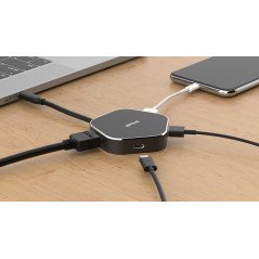 D-Link DUB-M420 replicatore di porte e docking station per laptop Cablato Thunderbolt 3 Alluminio, Nero