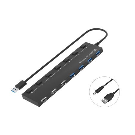 Conceptronic HUBBIES09B hub di interfaccia USB tipo A 5000 Mbit s Nero